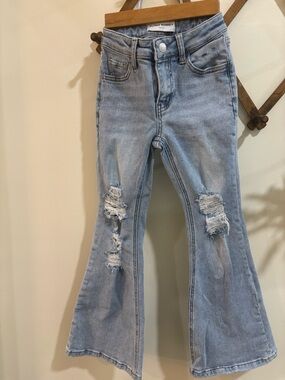 Flying Monkey Light Blue Distressed Flare Jeans